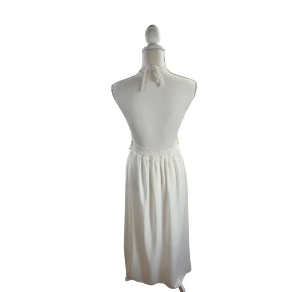 NWT Lilbetter White Maxi Halter Dress Medium Crochet Boho Festival Beach - Picture 3 of 8